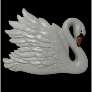 Chalkware Swan Wall decor Plaque Vintage 1996 Hobbyist Craft Handmade Kitschy